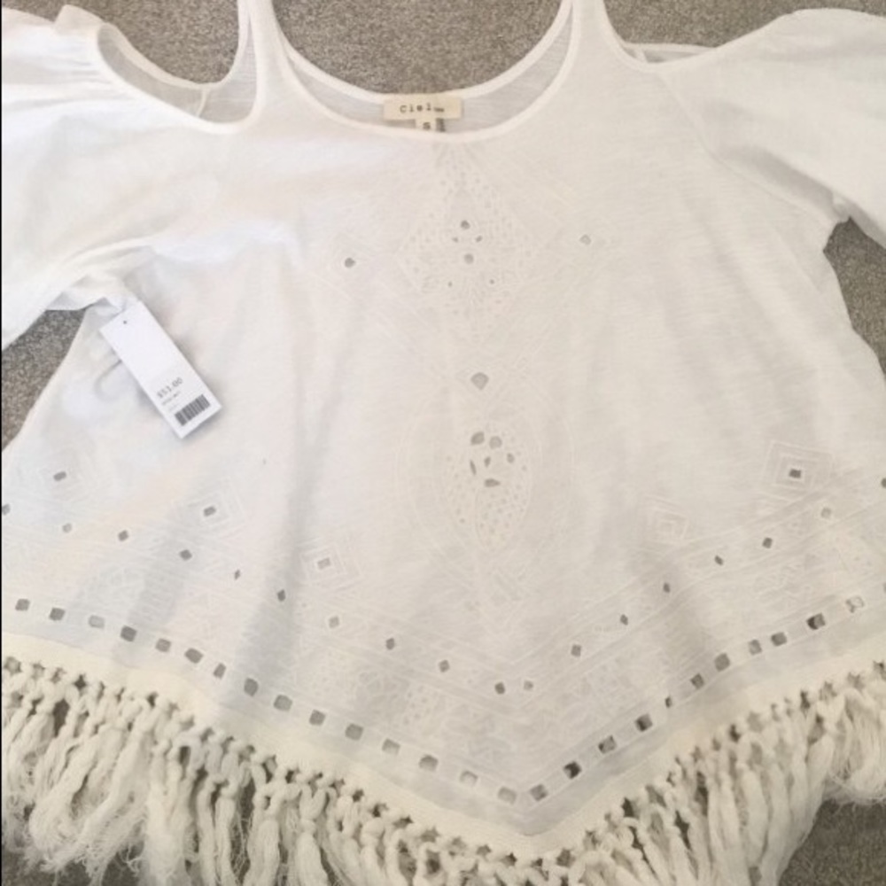 White open shoulder top